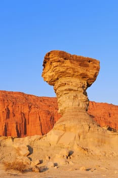 Sandstone formation in Ischigualasto, Argentina, the one called "the mushroom". UNESCO world heritage site.