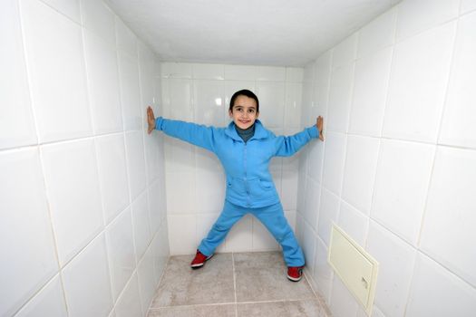 child trapped in a corner