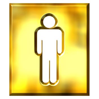 3d golden male sign isolated in white