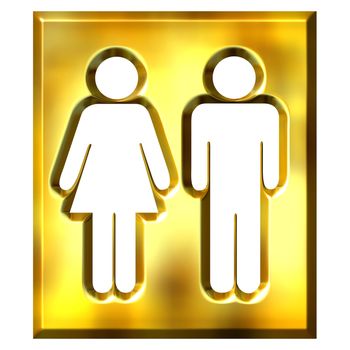 3d golden unisex sign isolated in white