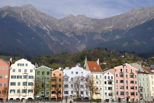Shot of old buildings in Innsbruck, Austria