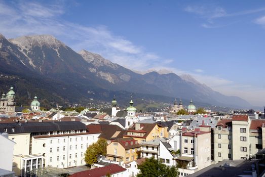 Panorama shot over the city of Innsbruck in Tirol, Austria