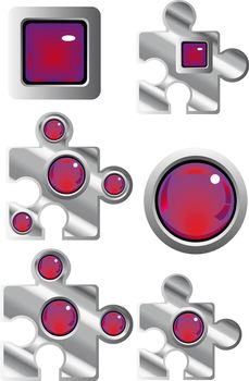 collection of fancy puzzle glass look web buttons in red and purple