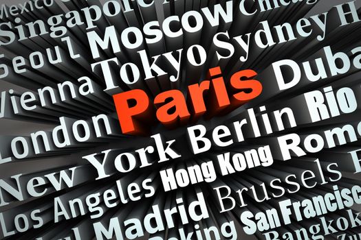 typographical demonstration of big cities - Paris  3d