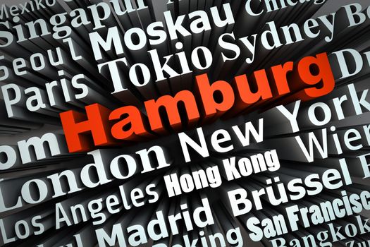 typographical demonstration of big cities - Hamburg  3d