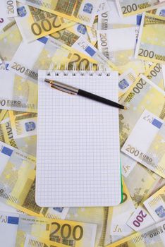 Writing-book for notes on banknotes 200 euros