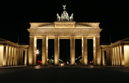 The Brandenburg Gate at night. Berlin, Germany.