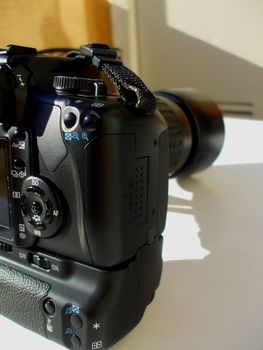 Close up of a digital camera.