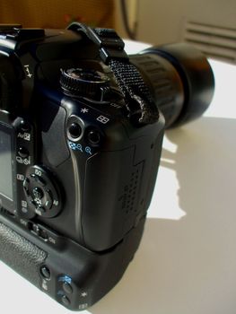 Close up of a digital camera.