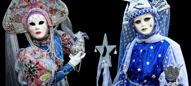 A man and a woman with a mask during Carnival in Venice