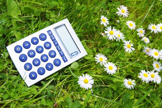ecology concept with calculatur showing environmental protection