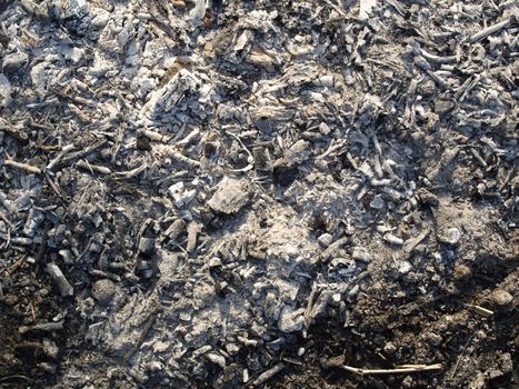 Black ashes or charcoal useful as a background
