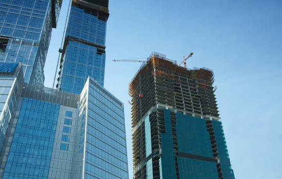 Construction of modern, high office buildings