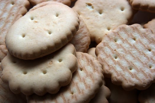 Closeup of a pile of biscuits