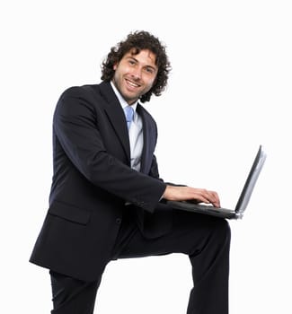 businessman laptop smile