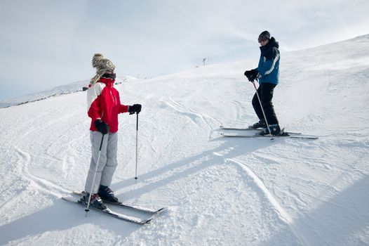 Young skiers on the slope
