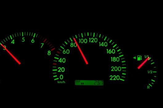 Speedometer of a car showing 85
