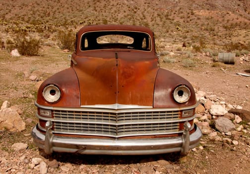 Sad Rusted Out Used Up Vintage Vehicle Left in the Desert to Rot