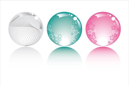 pastel spheres in pastel colors with stars bubbles and fantasy 
