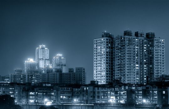 It is the commercial building and apartment in sepia tone.