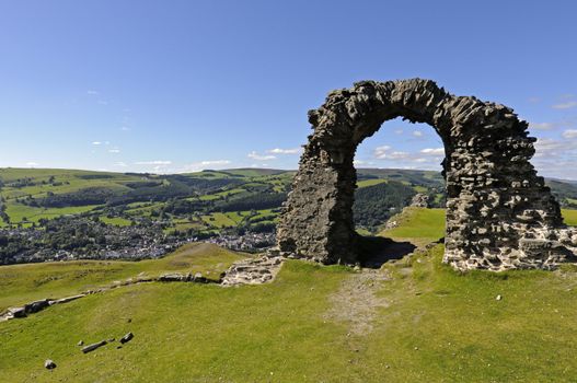 View of Castell Dinas Bran above Llangollen in Denbighshire Wales UK