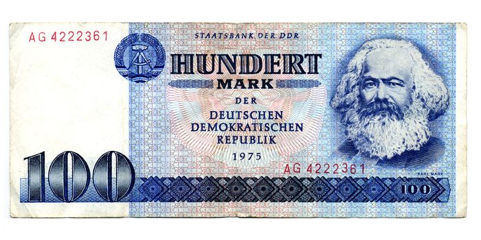100 Mark banknote from the DDR (East Germany) with Karl Marx - Note: no more in use since german reunification in 1990
