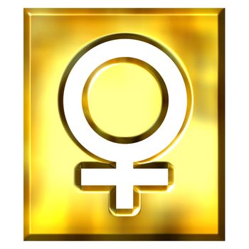 3d golden female symbol sign isolated in white