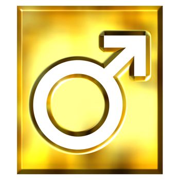 3d golden male symbol sign isolated in white