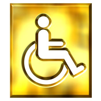 3d golden special needs sign isolated in white