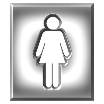 3d silver female sign isolated in white