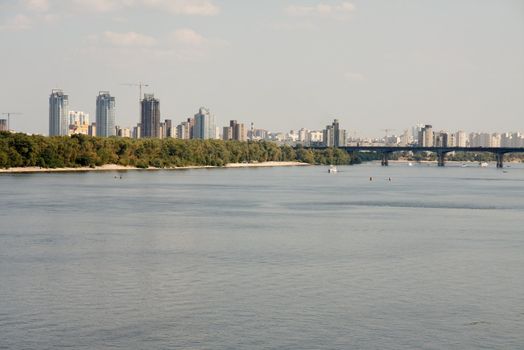 Kiev city panorama with the river Dniper