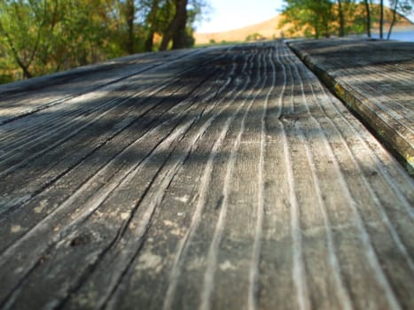 Close up of the gray wood boards.