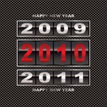 New year 2010 with carbon fiber background and ticker counter