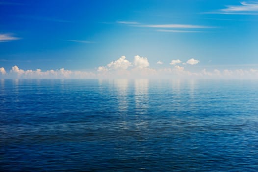 Panorama of clouds on the sea horizon in the morning