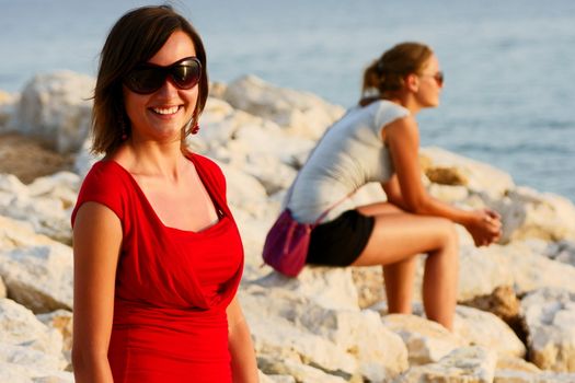 young girls in Croatia beach