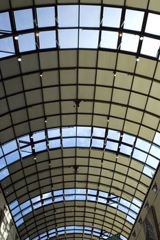 Modern roof covering new shopping mall in Wroclaw city, Poland.