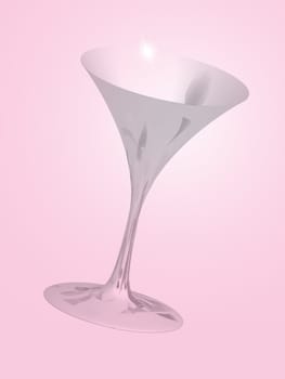 The image of a glass for martini on a pink background