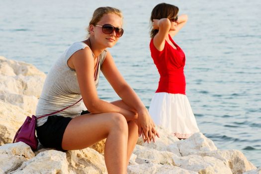 young girls in Croatia beach