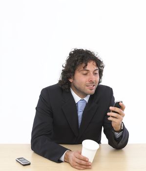 businessman relaxing over his desk
