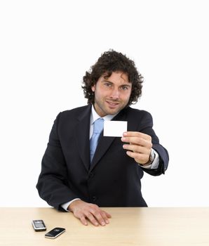 Businessman with Blank Business Card