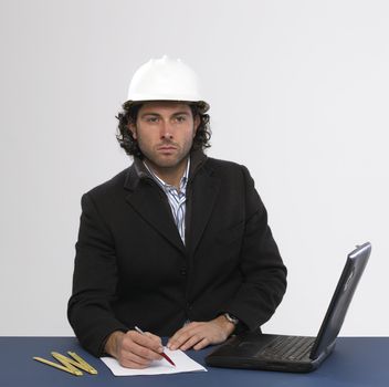 Young architect at work