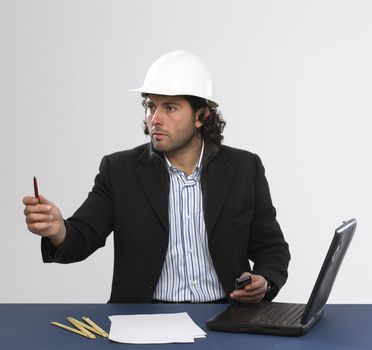 Young architect at work