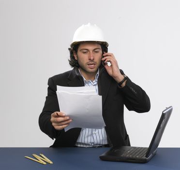 Young architect at work