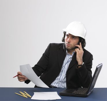 Young architect at work