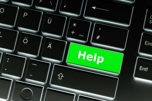 help me concept with key on keyboard from computer