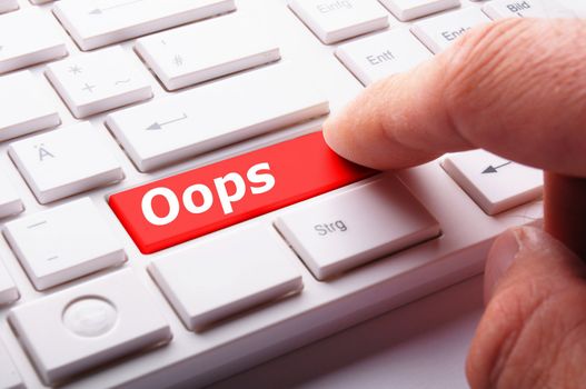 oops word on key showing fail failure mistake or sorry concept