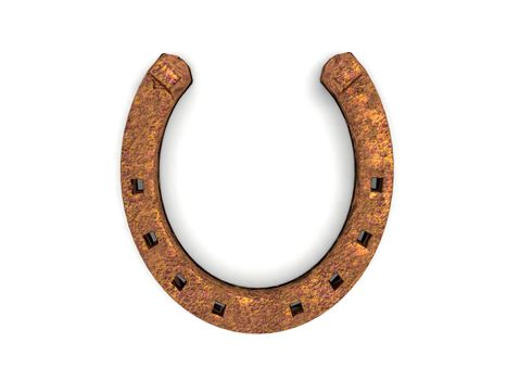 a 3D render of a rusty horse shoe