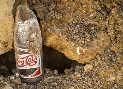 A broken 1955 Pepsi Cola bottle from the Malta bottling plant