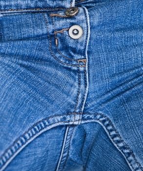 Detail of crotch area of a pair of denim pants or jeans