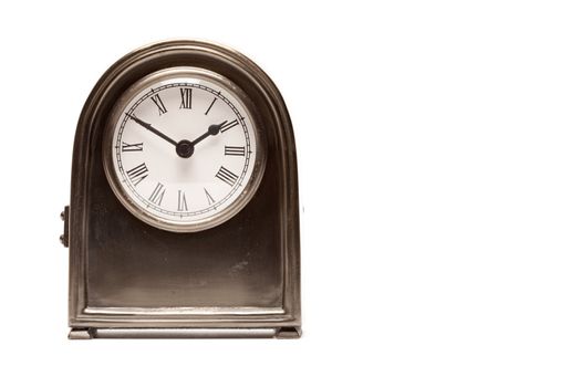 Stylish Vintage Antique Clock Isolated on a White Background.